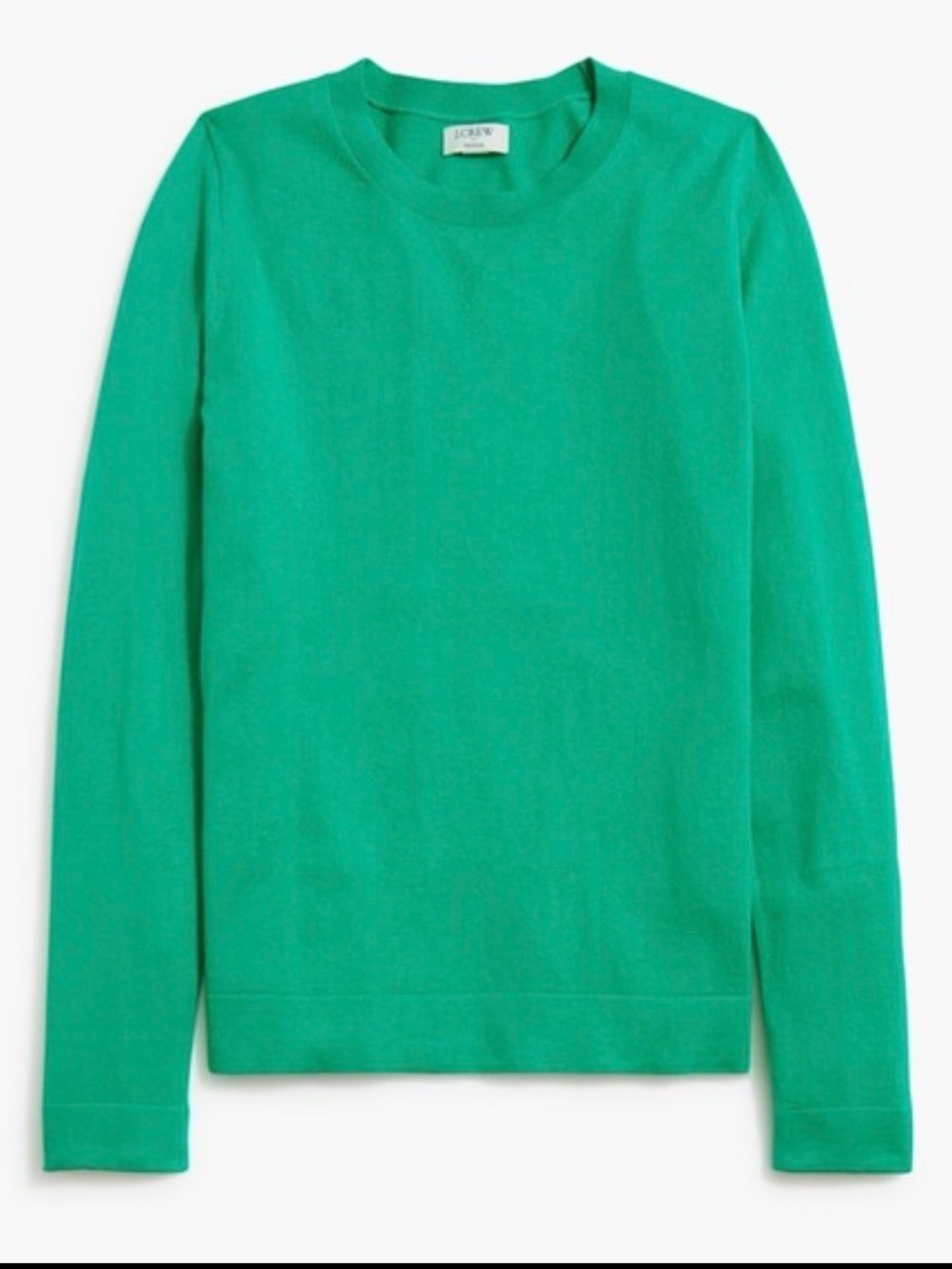 J. Crew Teddie Kelly Green Crew Neck Cotton Sweater, Size Small